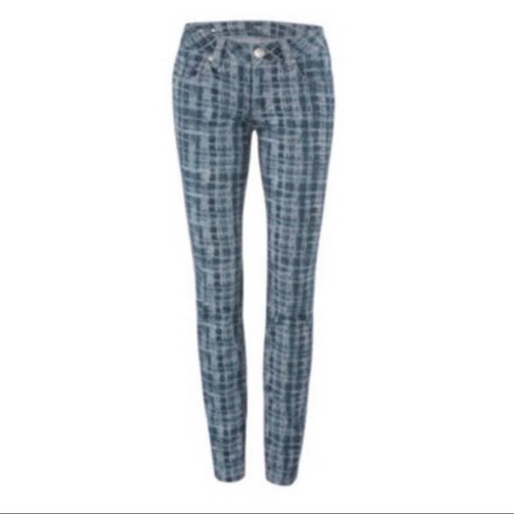 CAbi Style 3047 Blue Grid Tie Dye 5-Pocket Curvy Jeggings Stretch Jeans 2 - Picture 10 of 11